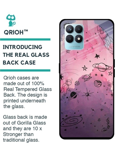 Shop Space Doodles Printed Premium Glass Cover for Realme Narzo 50 (Shockproof, Light Weight)-Back