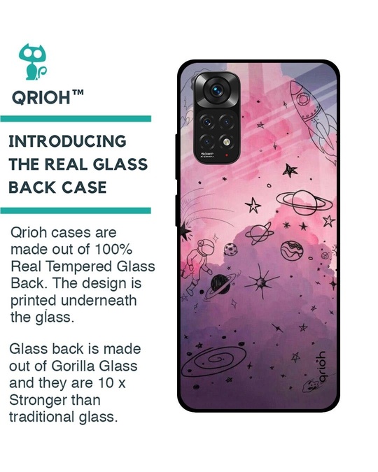 Shop Space Doodles Printed Premium Glass Cover for Redmi Note 11 (Shock Proof, Lightweight)-Back