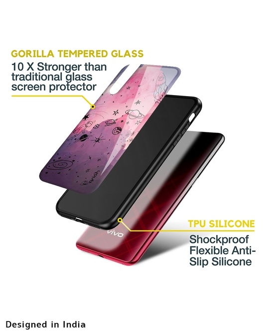 Shop Space Doodles Printed Premium Glass Cover for Vivo V23e 5G (Shockproof, Light Weight)-Design