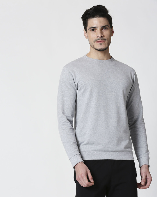 Shop Space Grey Men's Full Sleeve Fleece Sweatshirt-Back