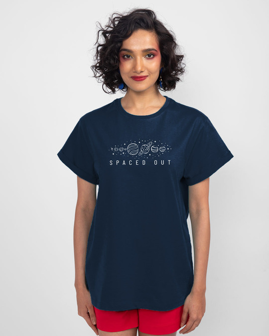 Shop Space It Out  Boyfriend T-Shirt Navy Blue-Back