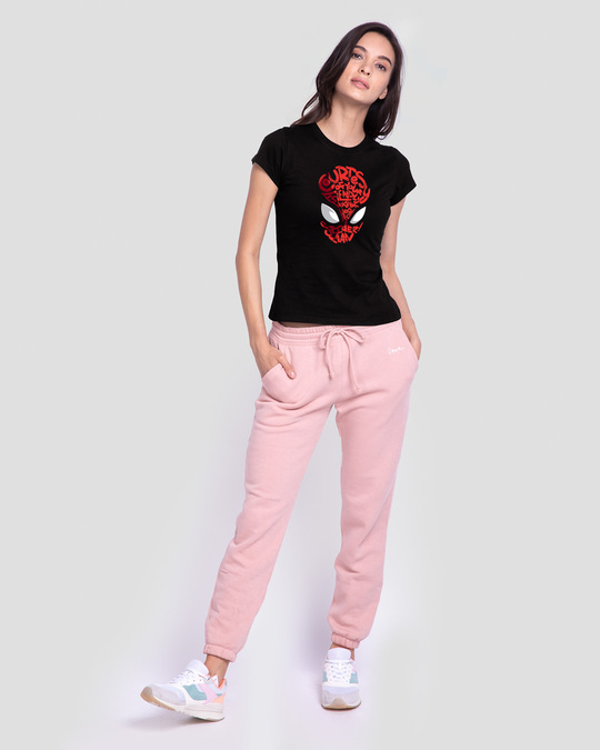 Shop Spiderman Face Half Sleeve T-Shirt (AVL) Black-Design