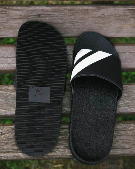 Buy Sporty Black Printed Sliders For Men Online India @ Bewakoof.com