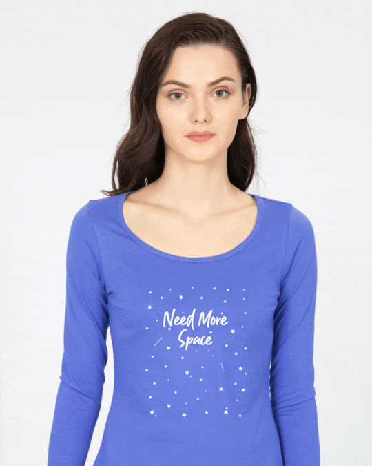 Shop Starry Space Scoop Neck Glow In Dark Full Sleeve T-Shirt -Front
