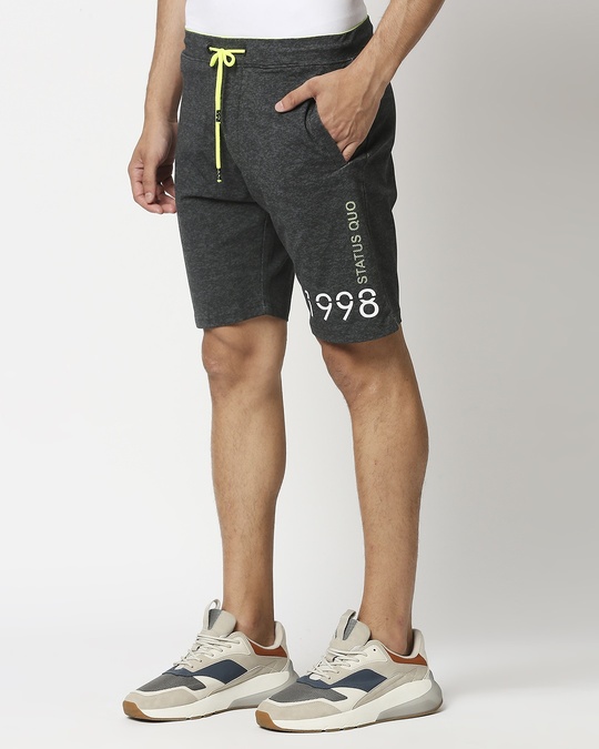 Shop Charcoal Elasticated Shorts-Back