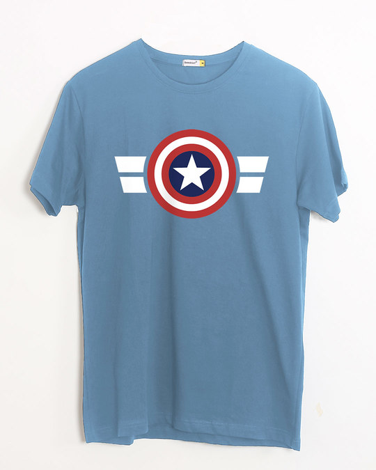 Shop Striped Captain America Half Sleeve T-Shirt (AVL)-Front