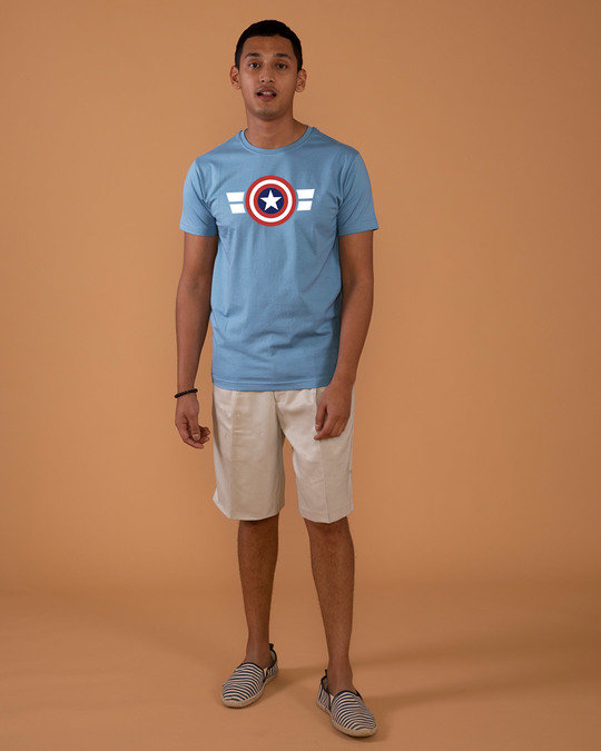 Shop Striped Captain America Half Sleeve T-Shirt (AVL)