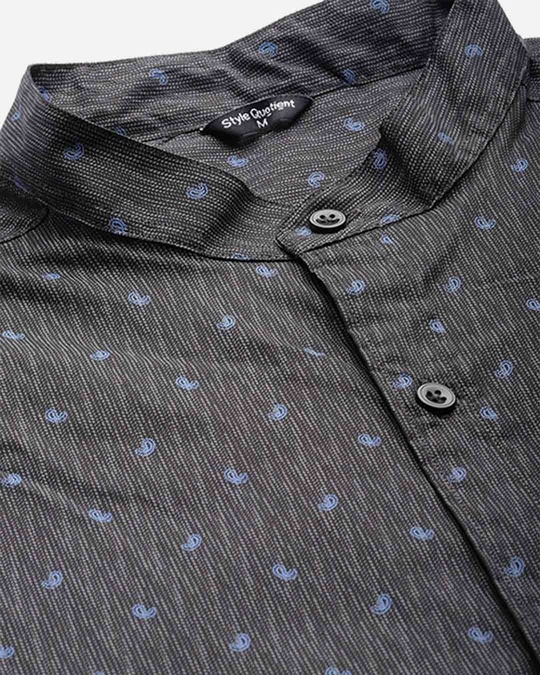 Shop Men Charcoal Grey & Blue Paisley Print Smart Shirt