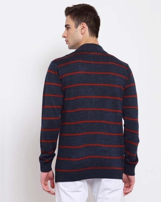 Shop Men's Blue Striped Regular Fit Sweater-Design