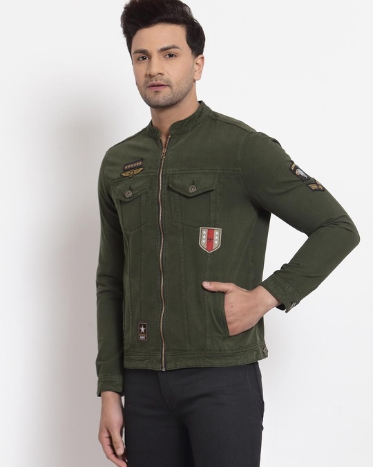 Buy Men's Green Self Design Jacket Online at Bewakoof