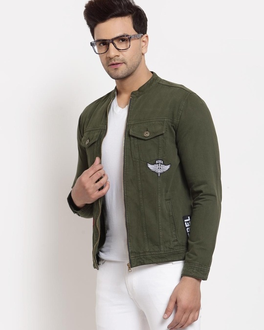 Buy Men's Green Self Design Jacket for Men Green Online at Bewakoof