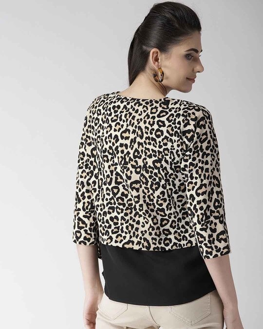 Shop Women Black & Brown Cheetah Print Top-Design