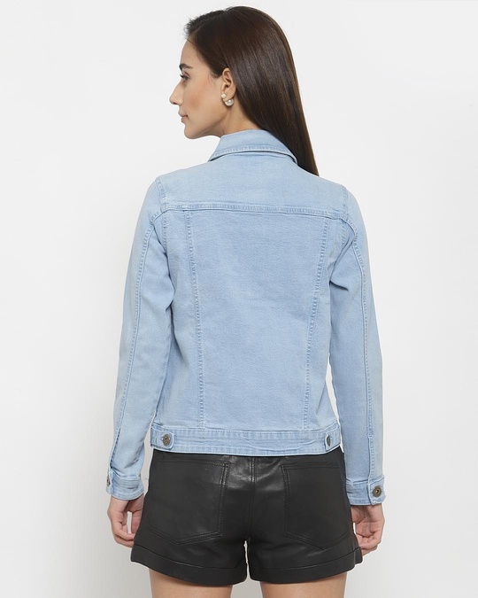 Shop Women Blue Denim Jacket-Back