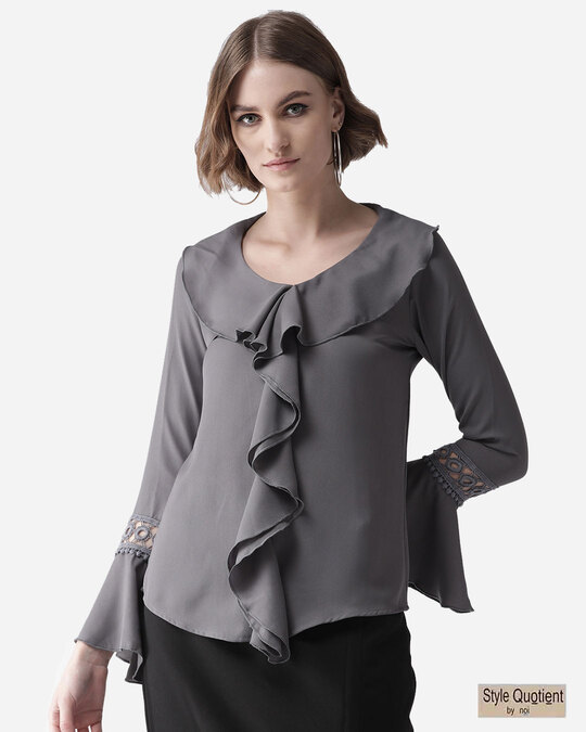 Shop Women's Grey Solid Top-Front