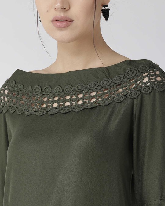 Shop Women's's Olive Green Solid Top