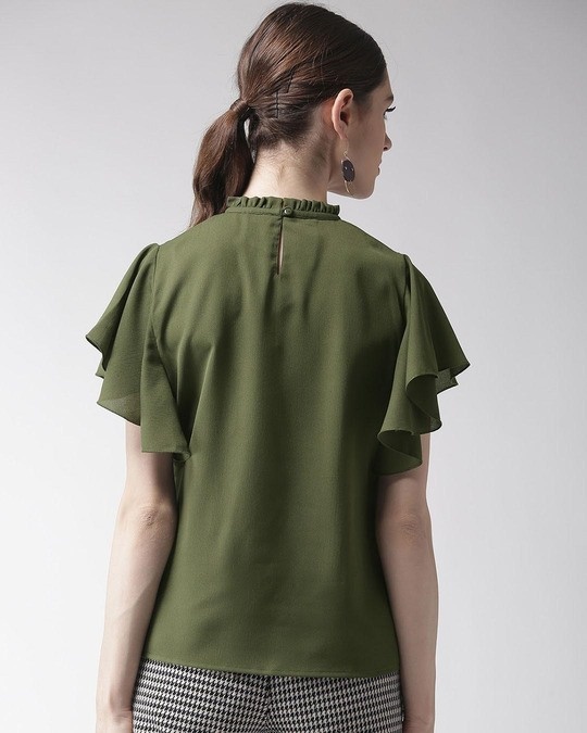 Shop Women Olive Green Solid Top-Design