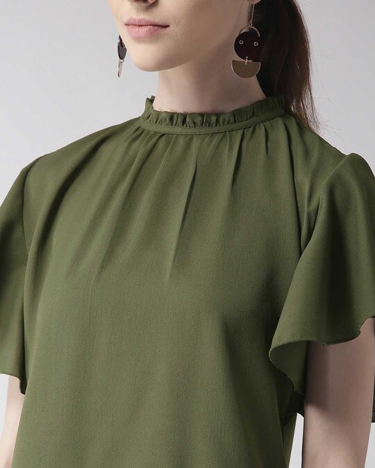 Shop Women Olive Green Solid Top
