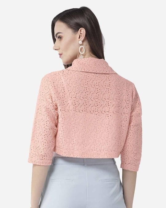 Buy Women's Pink Self Design Crop Shrug for Women pink Online at Bewakoof