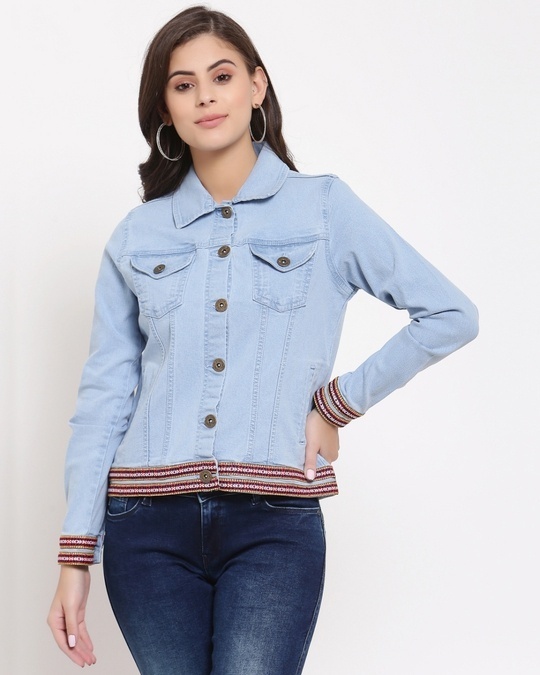 Shop Women's Blue Regular Fit Jacket-Front