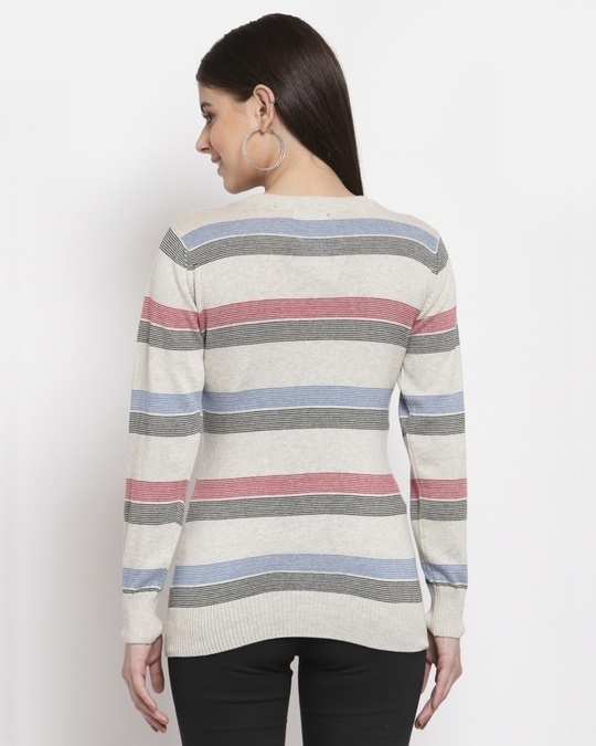 Shop Women's Multicolor Striped Regular Fit Sweater-Design