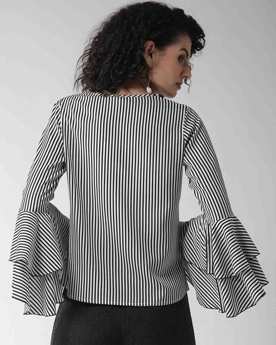 Shop Women's White & Black Striped Top-Design