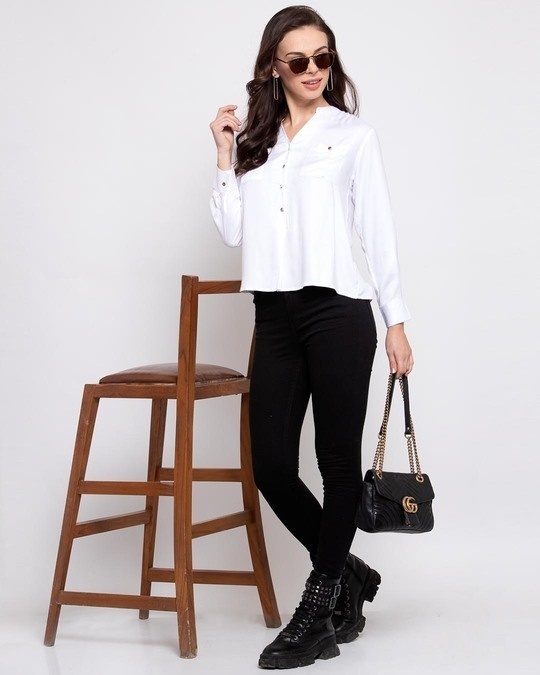 Shop Women's White Boxy Solid Casual Shirt-Full