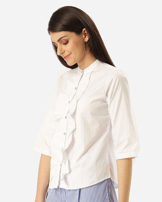 Shop Women's White Classic Solid Casual Shirt-Back