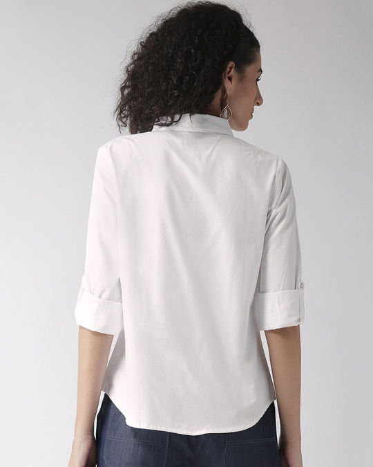 Shop Women White Regular Fit Solid Casual Shirt-Full