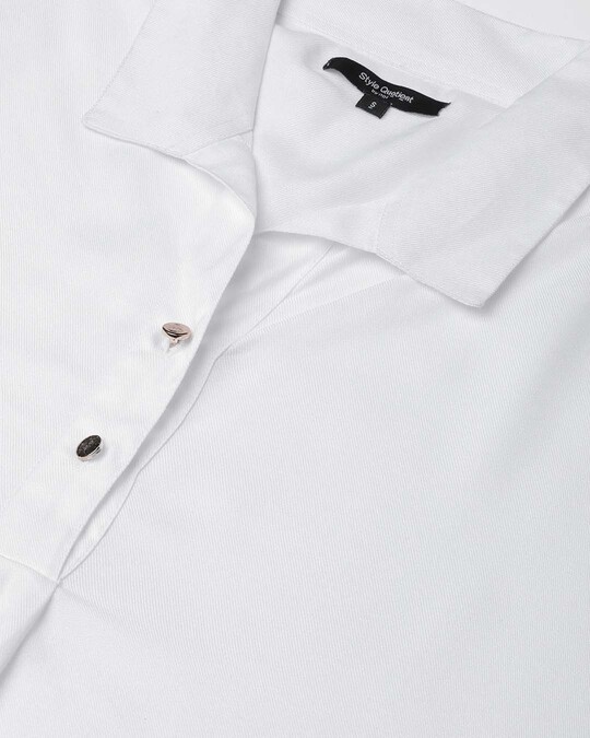Shop Women White Regular Fit Solid Casual Shirt