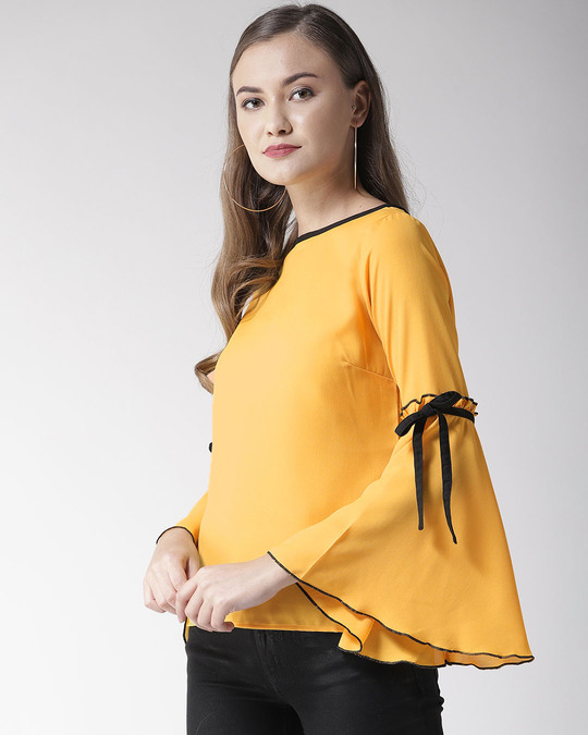 Shop Women's Yellow Solid Top-Back