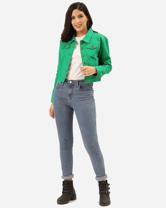 Shop Womens Green Denim Jacket