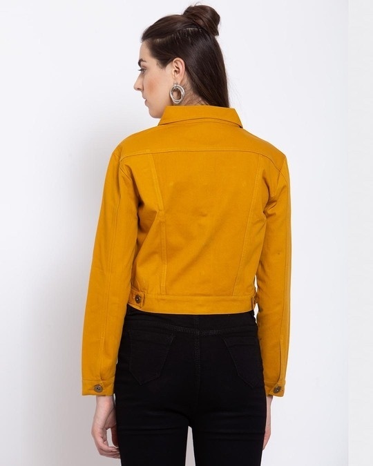 Shop Women's Mustard Solid Denim Jacket-Design