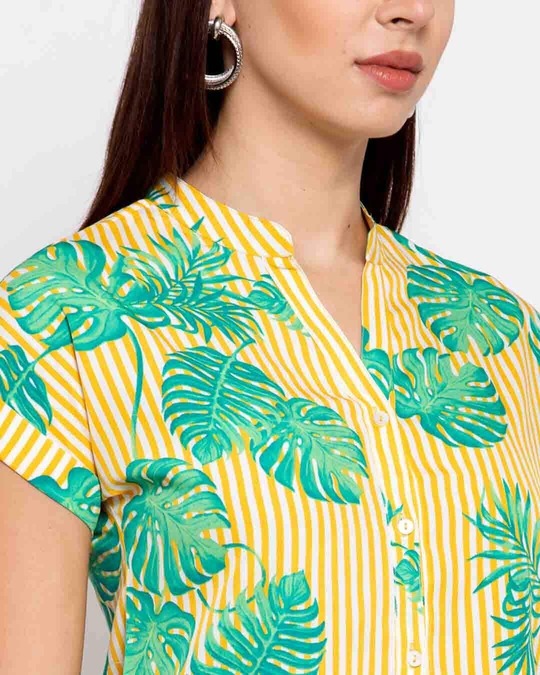 Shop Women's Yellow & Green Tropical Printed Casual Shirt-Full