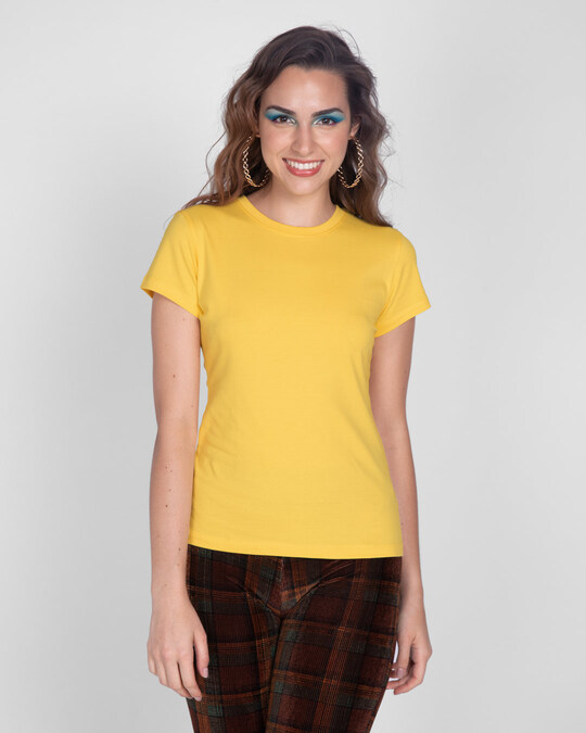 Shop Happy Yellow Half Sleeve T-shirt-Back