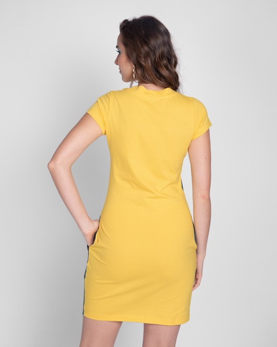 Shop Happy Yellow High Neck Two Panel Pocket Dress-Full