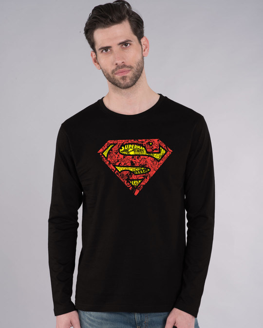 black superman t shirt full sleeve