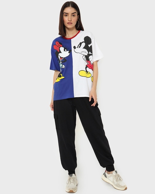 Shop Women's Blue Mickey And Mini (DL) Oversized T-shirt