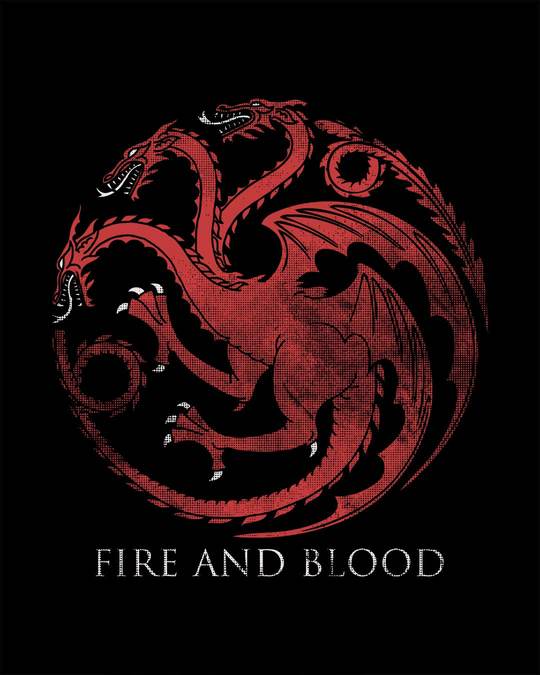 Shop Targaryen Fire And Blood Half Sleeve T-Shirt (GTL)