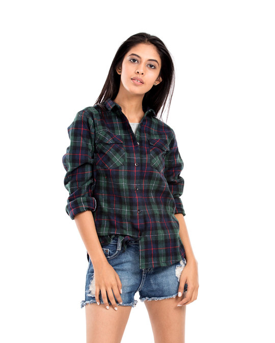 Buy Tartan Green Checked Shirt for Women green Online at Bewakoof