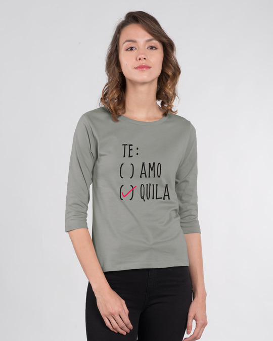 Shop Te-quila Round Neck 3/4th Sleeve T-Shirt-Front
