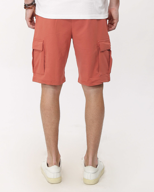 Buy Terracota Orange Fleece Cargo Pocket Shorts for Men orange Online ...