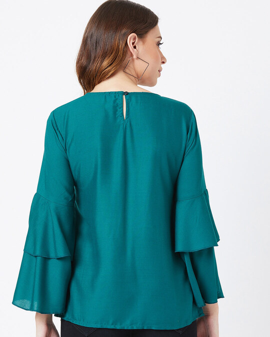 Shop Casual Full Sleeve Solid Women Green Top-Full