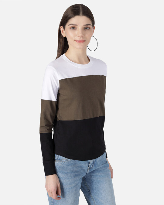 Shop Color Block Women's Round Neck T-shirt-Design
