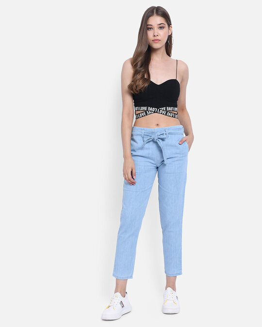 Shop Women's Light Blue Medium Wash 4 Pocket Mid Rise Jeans-Full