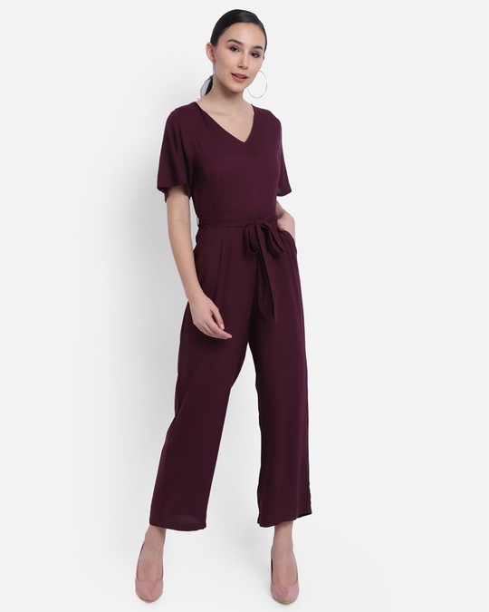 Shop Women's Maroon Basic jumpsuit-Design