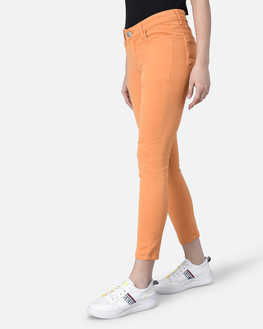 Shop Orange Coloured Wash Jeans-Back