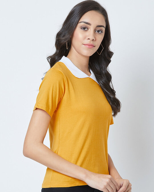 Shop Solid Women's Polo Neck T-shirt-Back