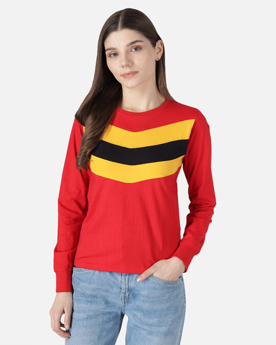 Shop Striped Women's Round Neck T-shirt-Front