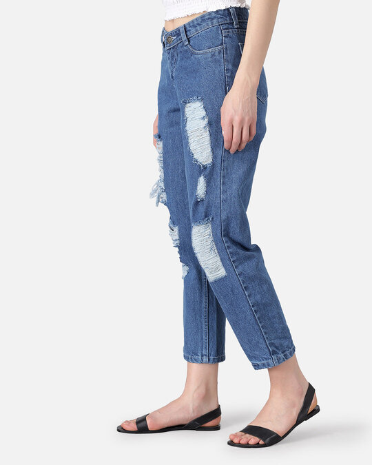 Shop Women's Blue Color 4 Pocket Mid Rise Jeans-Back