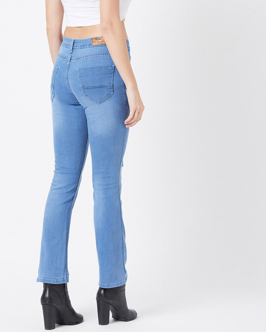 Shop Women's Blue Medium Wash 5 Pocket Mid Rise Jeans-Design
